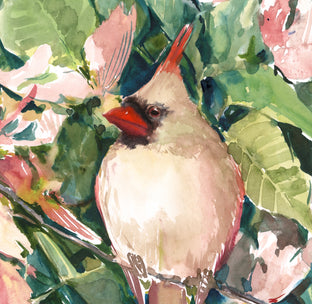 Female Cardinal in the Spring Forest by Suren Nersisyan |  Context View of Artwork 