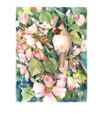 Original art for sale at UGallery.com | Female Cardinal in the Spring Forest by Suren Nersisyan | $325 | watercolor painting | 16' h x 12' w | thumbnail 4