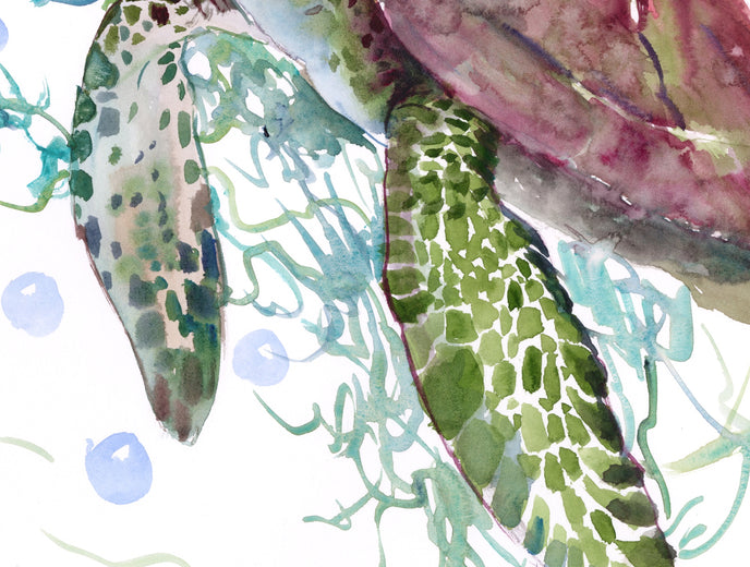 Happy Sea Turtle by Suren Nersisyan |  Side View of Artwork 