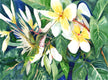 Original art for sale at UGallery.com | Hummingbird and Primula by Suren Nersisyan | $325 | watercolor painting | 12' h x 16' w | thumbnail 1