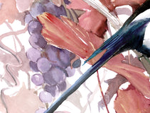 Original art for sale at UGallery.com | Magpie and Grape Vine, Fall by Suren Nersisyan | $325 | watercolor painting | 12' h x 16' w | thumbnail 3