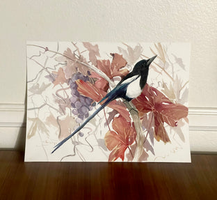 Magpie and Grape Vine, Fall by Suren Nersisyan |   Closeup View of Artwork 