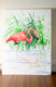 Original art for sale at UGallery.com | Pink Flamingo and Green Foliage by Suren Nersisyan | $350 | watercolor painting | 24' h x 18' w | thumbnail 2
