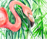 Original art for sale at UGallery.com | Pink Flamingo and Green Foliage by Suren Nersisyan | $350 | watercolor painting | 24' h x 18' w | thumbnail 4