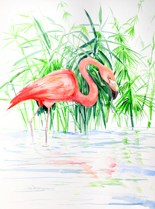 Pink Flamingo and Green Foliage by Suren Nersisyan |  Artwork Main Image 