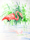 Original art for sale at UGallery.com | Pink Flamingo and Green Foliage by Suren Nersisyan | $350 | watercolor painting | 24' h x 18' w | thumbnail 1