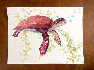 Original art for sale at UGallery.com | Sea Turtle by Suren Nersisyan | $325 | watercolor painting | 12' h x 16' w | photo 4