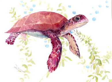 watercolor painting by Suren Nersisyan titled Sea Turtle