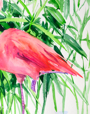 Original art for sale at UGallery.com | Standing Flamingo by Suren Nersisyan | $350 | watercolor painting | 24' h x 18' w | photo 4