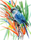 Original art for sale at UGallery.com | Sun Conure and Paradise Flowers 2 by Suren Nersisyan | $300 | watercolor painting | 14' h x 11' w | thumbnail 2