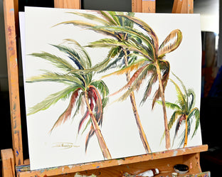 Original art for sale at UGallery.com | Wind, Coconut Palms (Composition 1) by Suren Nersisyan | $400 | watercolor painting | 18' h x 24' w | photo 3