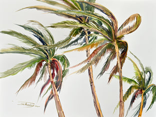 Original art for sale at UGallery.com | Wind, Coconut Palms (Composition 1) by Suren Nersisyan | $400 | watercolor painting | 18' h x 24' w | photo 1
