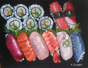 Original art for sale at UGallery.com | Sushi II by Kristine Kainer | $575 | oil painting | 8' h x 10' w | photo 1