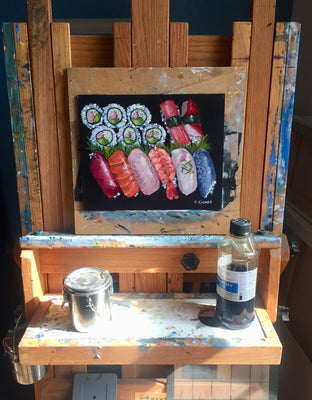 Original art for sale at UGallery.com | Sushi II by Kristine Kainer | $575 | oil painting | 8' h x 10' w | photo 3