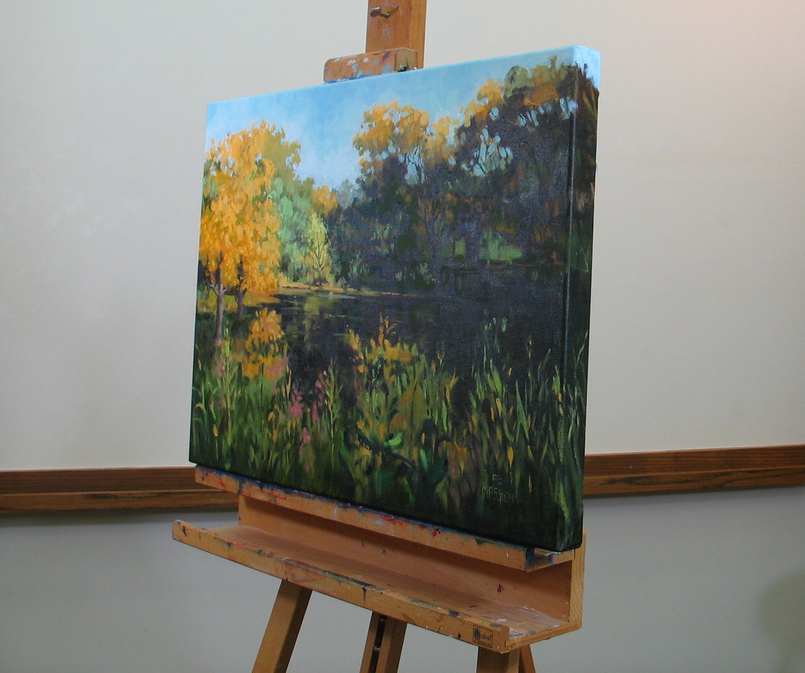 Lake Mystery by Suzanne Massion |  Side View of Artwork 