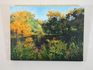 Original art for sale at UGallery.com | Lake Mystery by Suzanne Massion | $600 | oil painting | 18' h x 24' w | photo 3