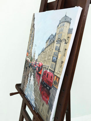 A Rainy Day in London by Swarup Dandapat |  Side View of Artwork 