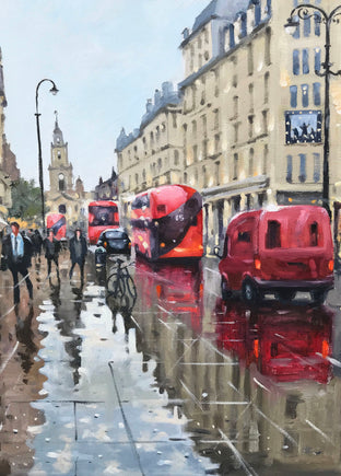 A Rainy Day in London by Swarup Dandapat |   Closeup View of Artwork 