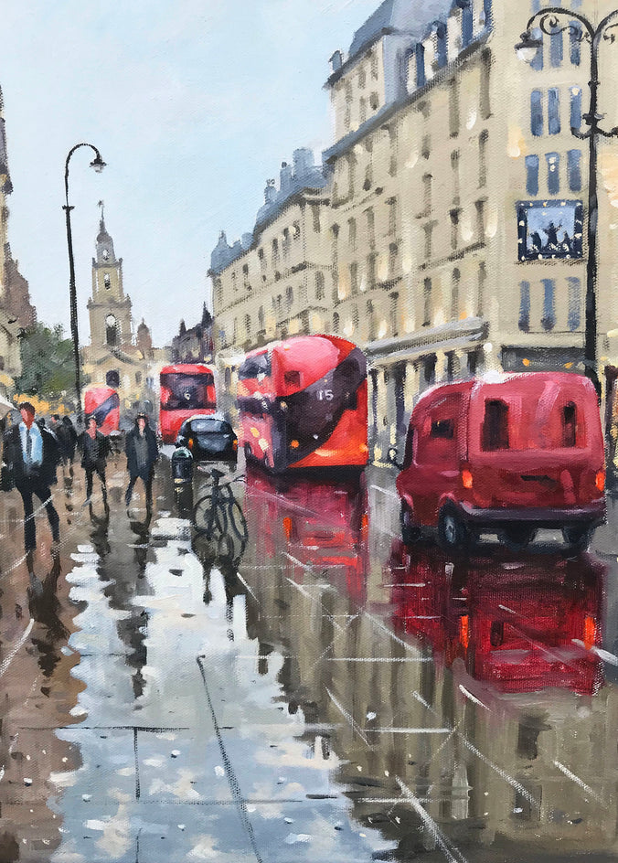 A Rainy Day in London by Swarup Dandapat |  Closeup View of Artwork 