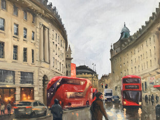 Original art for sale at UGallery.com | After Rain in Regent Street by Swarup Dandapat | $1,000 | oil painting | 16' h x 20' w | photo 4