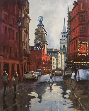 Original art for sale at UGallery.com | Sun Shines in St. MartinÕs Lane, London by Swarup Dandapat | $1,000 | oil painting | 20' h x 16' w | photo 1