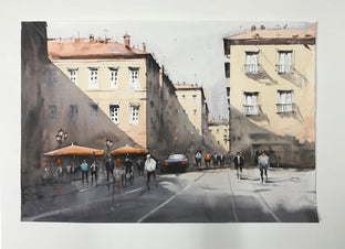 Original art for sale at UGallery.com | A Roman Holiday by Swarup Dandapat | $750 | watercolor painting | 15' h x 22' w | photo 3