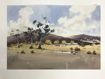 Original art for sale at UGallery.com | Clouds over the Hills by Swarup Dandapat | $750 | watercolor painting | 15' h x 22' w | thumbnail 4