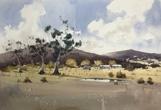 Original art for sale at UGallery.com | Clouds over the Hills by Swarup Dandapat | $750 | watercolor painting | 15' h x 22' w | thumbnail 2