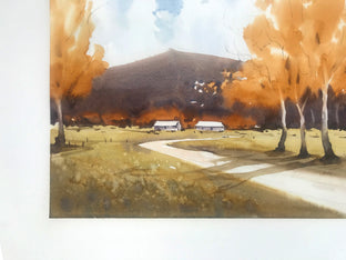 Original art for sale at UGallery.com | Fall In the Country by Swarup Dandapat | $550 | watercolor painting | 11' h x 15' w | photo 2