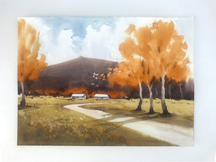Original art for sale at UGallery.com | Fall In the Country by Swarup Dandapat | $550 | watercolor painting | 11' h x 15' w | photo 3