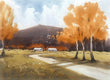 Original art for sale at UGallery.com | Fall In the Country by Swarup Dandapat | $550 | watercolor painting | 11' h x 15' w | thumbnail 1