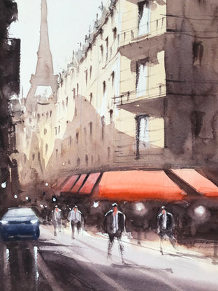 Original art for sale at UGallery.com | Hello Paris by Swarup Dandapat | $550 | watercolor painting | 15' h x 11' w | photo 4