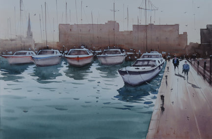 watercolor painting by Swarup Dandapat titled Idling in the Mid-Day Sun