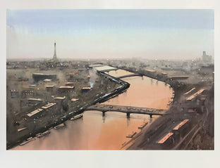 Original art for sale at UGallery.com | Paris in Twilight by Swarup Dandapat | $750 | watercolor painting | 15' h x 22' w | photo 3