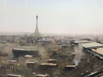 Original art for sale at UGallery.com | Paris in Twilight by Swarup Dandapat | $750 | watercolor painting | 15' h x 22' w | thumbnail 4