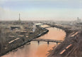 Original art for sale at UGallery.com | Paris in Twilight by Swarup Dandapat | $750 | watercolor painting | 15' h x 22' w | thumbnail 1
