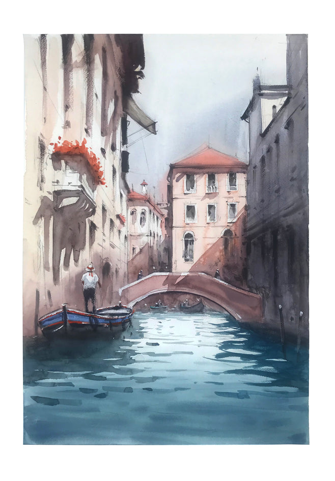 Sailing through Venice Canals by Swarup Dandapat |  Context View of Artwork 