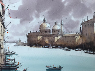 Original art for sale at UGallery.com | Sailing with the Venice Clouds by Swarup Dandapat | $650 | watercolor painting | 14.2' h x 14.2' w | photo 4