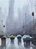 Original art for sale at UGallery.com | The Liquid City by Swarup Dandapat | $650 | watercolor painting | 14.2' h x 14.2' w | thumbnail 4