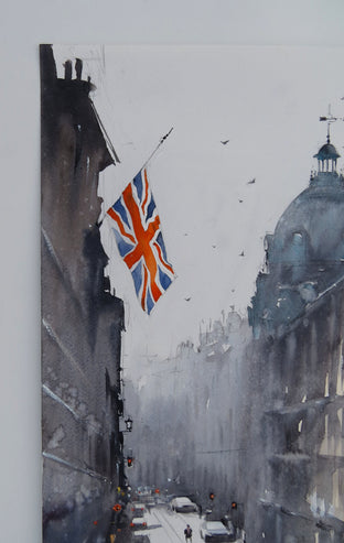 Original art for sale at UGallery.com | A Sunny Day in Oxford Circus by Swarup Dandapat | $750 | watercolor painting | 22' h x 15' w | photo 2