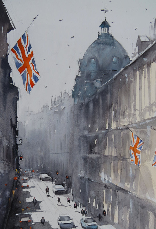 A Sunny Day in Oxford Circus by Swarup Dandapat |  Closeup View of Artwork 