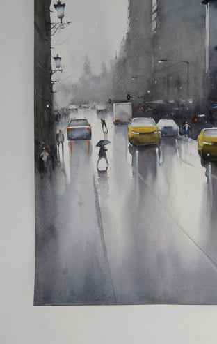 Original art for sale at UGallery.com | Nothing Falls Like London Rain by Swarup Dandapat | $750 | watercolor painting | 22' h x 15' w | photo 2