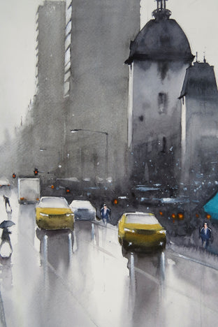 Original art for sale at UGallery.com | Nothing Falls Like London Rain by Swarup Dandapat | $750 | watercolor painting | 22' h x 15' w | photo 4
