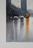 Original art for sale at UGallery.com | That Red Bus in Westminster by Swarup Dandapat | $750 | watercolor painting | 22' h x 15' w | thumbnail 2