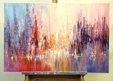 Original art for sale at UGallery.com | Urban Dreamscape by Tatiana Iliina | $1,350 | acrylic painting | 24' h x 36' w | thumbnail 3