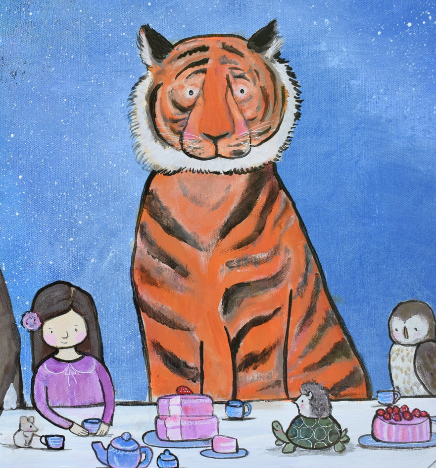 Tea and Cake by Andrea Doss |  Closeup View of Artwork 