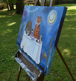 Original art for sale at UGallery.com | Tea and Cake by Andrea Doss | $1,100 | acrylic painting | 24' h x 36' w | thumbnail 2