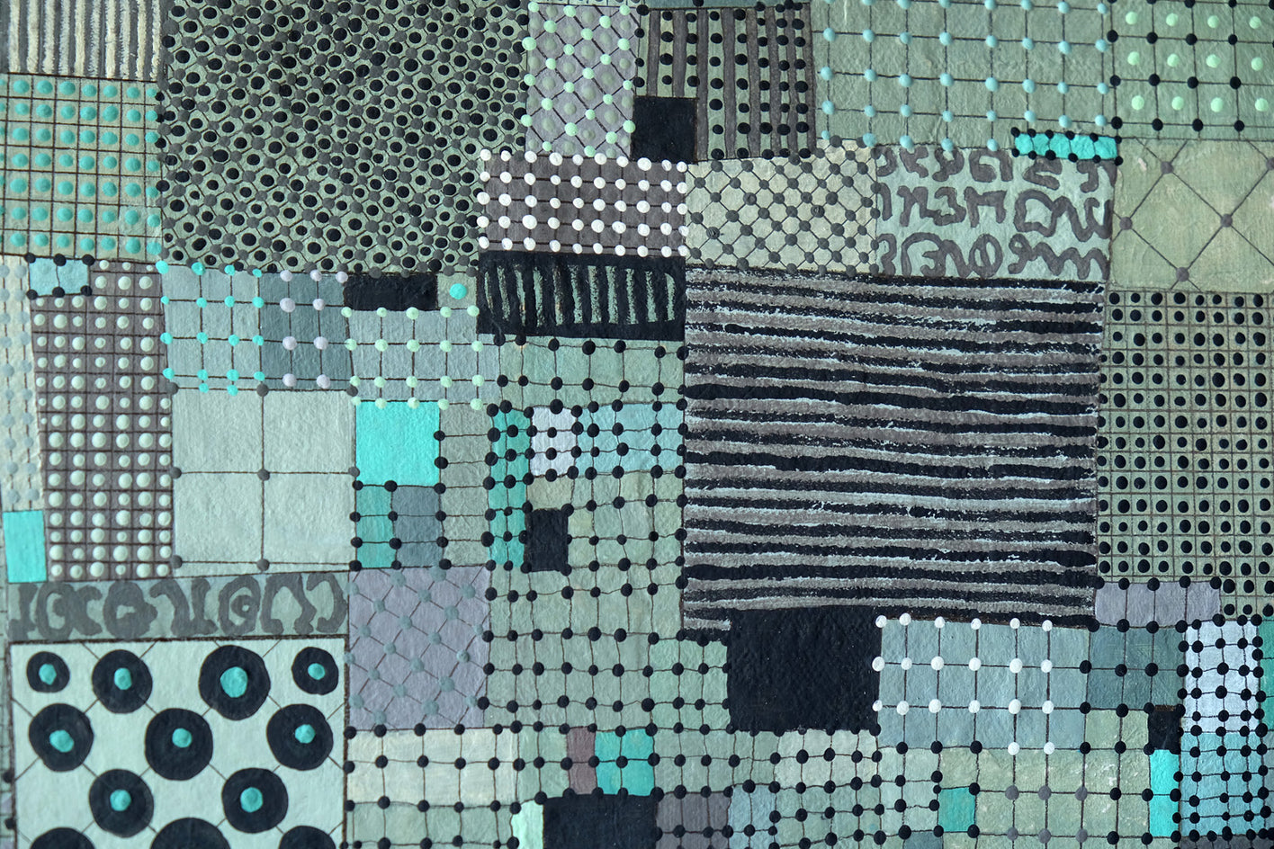 Green Sky City by Terri Bell |  Closeup View of Artwork 