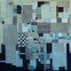 Original art for sale at UGallery.com | Green Sky City by Terri Bell | $650 | mixed media artwork | 18' h x 18' w | thumbnail 1