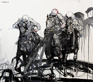 oil painting by Shao Yuan Zhang titled The Derby Race